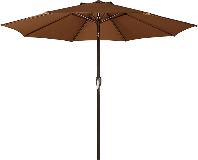 Blissun 9' Outdoor Patio Umbrella, Outdoor Table Umbrella, Yard Umbrella, Market Umbrella with 8 Sturdy Ribs, Push Button Tilt and Crank Blissun