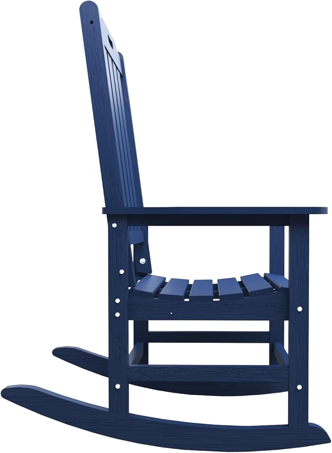 Oversized Rocking Chair Set of 8, Outdoor Rocking Chair for Adults, All Weather Resistant Porch Rocker for Lawn Garden, Navy Blue THOEOE
