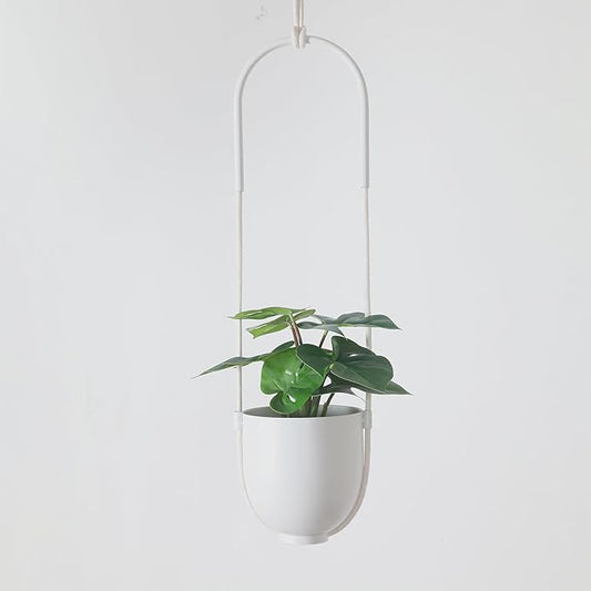 Boho Hanging Planter for Indoor Outdoor Plants Modern Wall and Ceiling Hanging Plant Basket Holder Hanger for Vines Succulents Ferns Room Decor(White) ABETREE