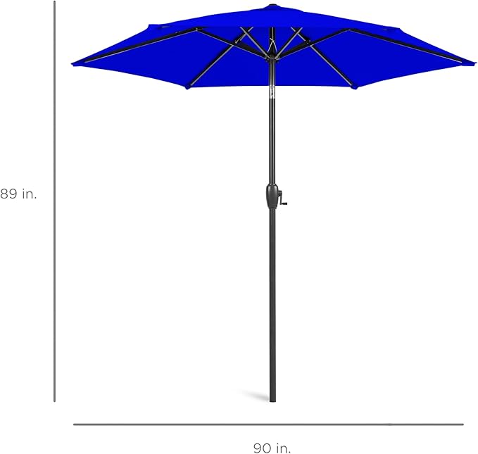 Best Choice Products 7.5ft Heavy-Duty Round Outdoor Market Table Patio Umbrella w/Steel Pole, Push Button Tilt, Easy Crank Lift - Resort Blue BestChoiceProducts