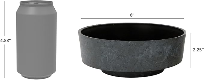 The HC Companies 6 Inch Round Plastic Succulent Capri Bowl 6"x6"x2.25" in Artisan Taupe with Copper Bottom Color TheHCCompanies