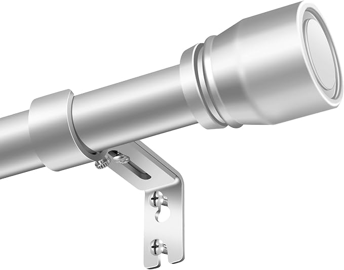 1” Diameter Silver Curtain Rod Itself is 30-90 Inch 2 Pack, Fit 30 to 84 Inch Windows with Heavy Duty Adjustable Telescopic Rod，Splicing Metal Extra Long Curtain Rod for Windows Rootora