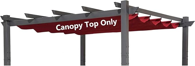 Pergola Shade Cover Replacement Canopy Top Compatible with 10 X 10 ft 6-Bar Pergola Frames - Red (Canopy Size 116" W x 95" L, Canopy Top Only) Rootora