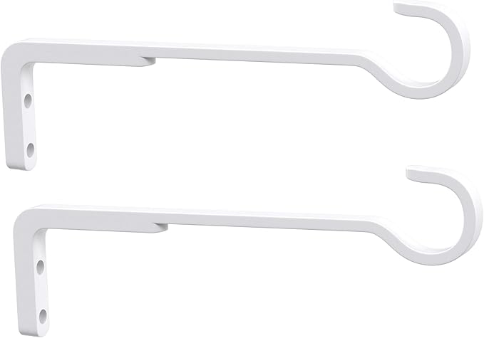 8 Inch 2 Pack White Heavy Duty Outdoor Plant Hangers, Iron Hanging Plant Brackets for Hanging Plants Outside, Metal Plant Hooks Plant Wall Hooks for Hanging Lantern, Bird Feeder saffruff