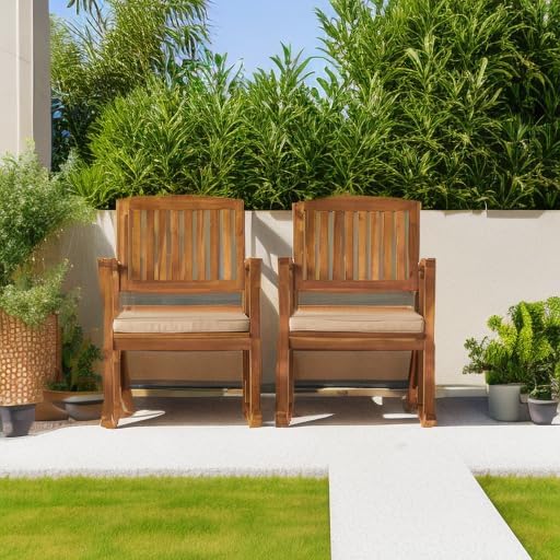 Christopher Knight Home Selma Acacia Rocking Chairs with Cushions, 2-Pcs Set, Teak Finish ChristopherKnightHome
