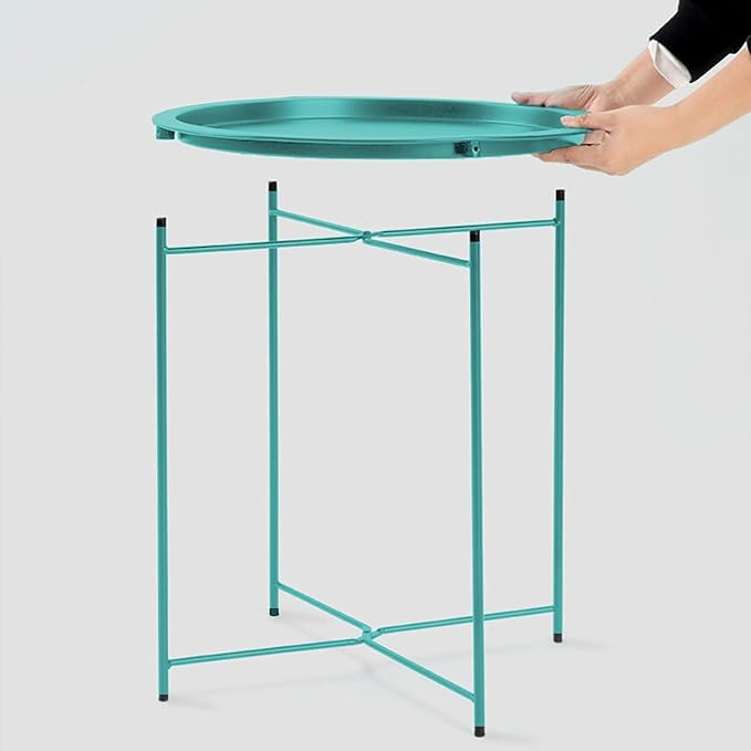 Garden 4 you End Table Set of 2, Outdoor Side Table, Small Patio Table Metal Side Table, Round Folding Side Table, for Outdoor and Living Room,Green Garden4you