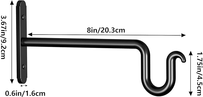 Hanging Plant Brackets 8 Inch - 2 Pack Plant Hanger for Hanging Plants, Heavy Duty Plant Hook for Hanging Bird Feeders, Flower Baskets, Wind Chimes, Lanterns, Indoor or Outdoor. Rootora