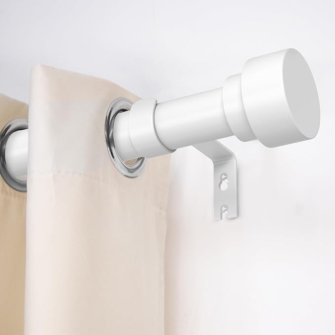 Curtain Rods for Windows 48 to 84, 1 Inch Adjustable White Heavy Duty Long Curtain Rod, Modern Style Indoor Outdoor Window Drapery Rods with End Caps, Size 32" - 90" TimeForest