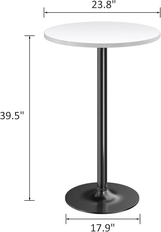 Furmax Bistro Pub Table Round Bar Height Cocktail Table for Home Bar, Small Round Bar Tables for Party, Dining Room, Living Room and Wedding, Metal Base MDF Top Obsidian, 40.6 Inch Height (4, White-1) Furmax
