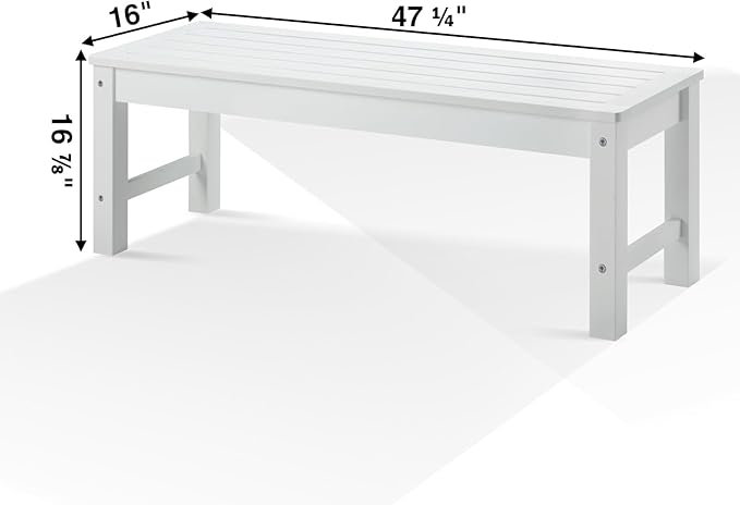 Psilvam Outdoor Bench, Two Person Poly Lumber Porch Bench, Weatherproof Garden Bench That Never Rot and Fade, Patio Bench Suit for Garden, Porch, and Park (2 pcs, White) PsilvamGardenFurniture