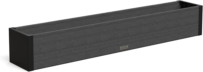 Mayne Horizon 5FT Window Box Planter – Modern Rectangular Faux Wood Grain Design for Windows, Durable All-Season Outdoor Flower Box with Drainage, Easy Installation Mayne