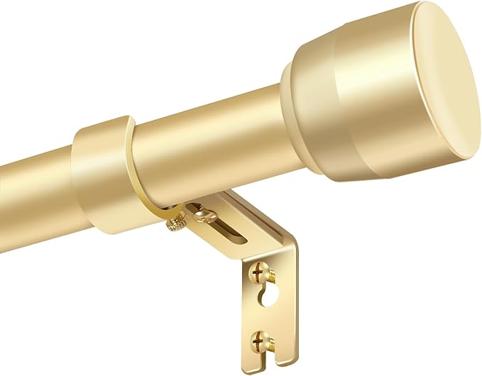 Gold Curtain Rod Itself is 30-144 inch 2 Pack, Fit 30 to 142, 66 to 120 inch Windows with 1 Inch Diameter, Splicing Extra Long Heavy Duty Adjustable Telescopic Rod Rootora
