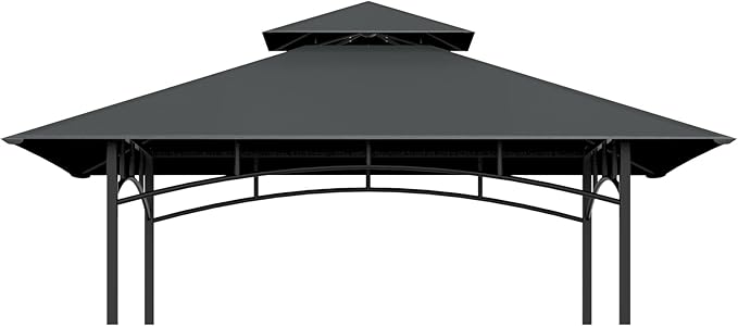 Grill Gazebo Replacement Top, 5 * 8 Outdoor BBQ Top Cover, Double Layer BBQ Gazebo Top Canopy for Model #L-GG001PST-F(Dark Gray) COVBOARD