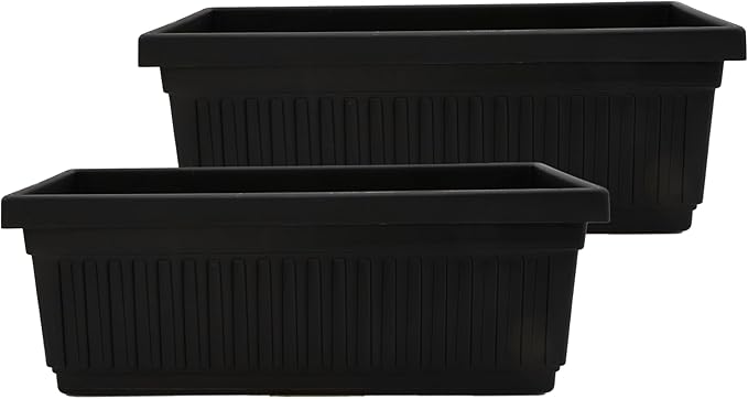 The HC Companies 30 Inch Venetian Window Planter Box with Drainage Plug, Lightweight UV-Resistant Plastic Indoor & Outdoor Planters, 2-Pack Flower Box for Garden & Home Decor, Black TheHCCompanies