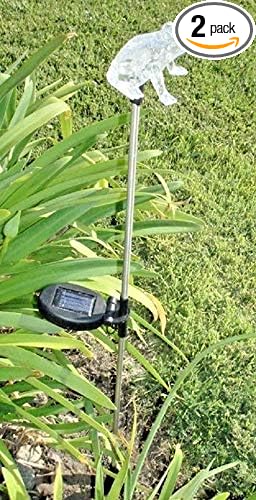 Solar Powered Garden Stake LED Light, Set of 2 (Frog) RELIGHTABLE