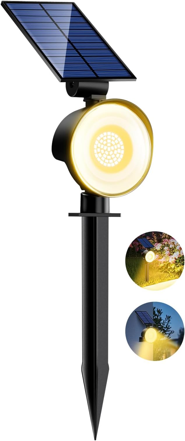 nipify 1 Pack Solar Spot Lights Outdoor Waterproof with 3 Modes, Solar Spotlight Light for Outside Yard Landscape Lighting Pathway Lights Wall,Warm White Nipify