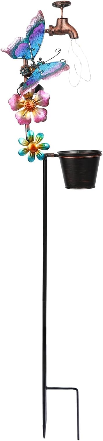 Afirst Solar Outdoor Lights Decorative - Solar Decorative Butterfly Lights Faucet Shaped Twinkling Light Garden Stake Decorations for Pathway Lawn Patio Courtyard Backyard Afirst