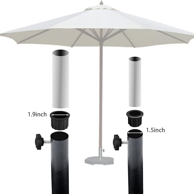 Patio Umbrella Parasol Base Stand Hole Ring Plug Cover Cap Insert with Adjust Knobs Suit for Dia 2 Inch Umbrella Pole Adapter DVECUE