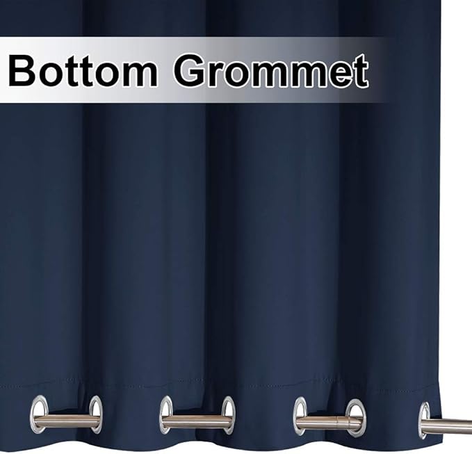 NICETOWN Outdoor Curtain for Patio Waterproof Extra Long 120", Windproof Thermal Insulated Top and Bottom Stainless Steel Grommets Blackout Outdoor Drape for Arbor, Navy Blue, 1 Piece, 52" Wide NICETOWN