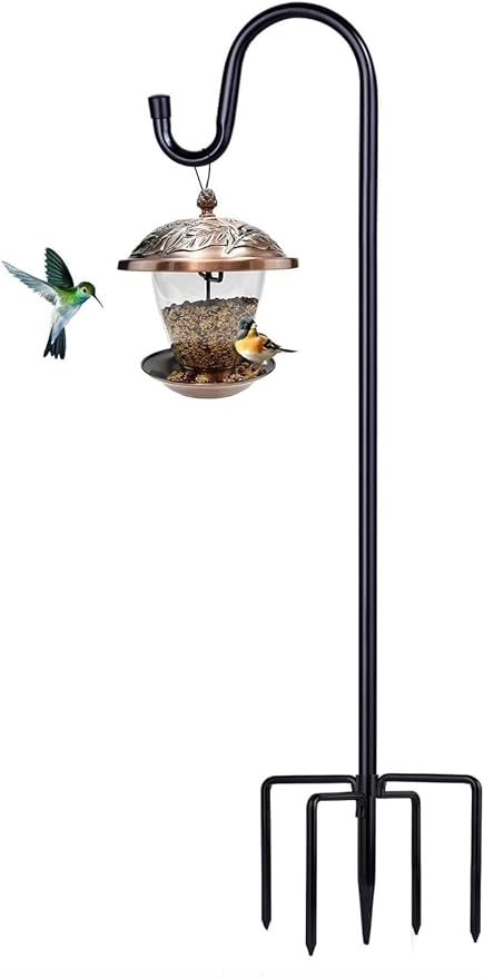 Shepherd Hooks for Outdoor, 1 Pack 94 Inch Bird Feeder Pole with 5 Prongs Base for Hanging Lantern, Hummingbird Feeder, Lightweight Plant, Shepherds Hook for Bird Feeders for Outside ToyHotels