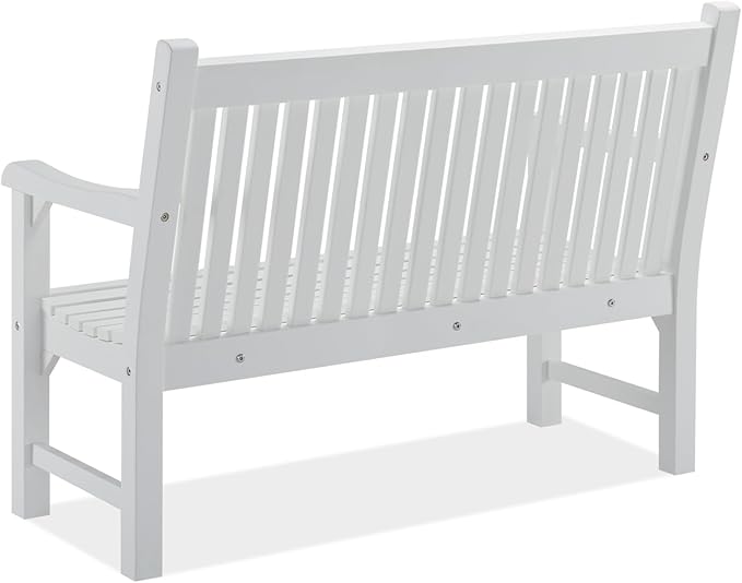 Psilvam 2-Person Poly Lumber Outdoor Bench with 700 Lbs Weight Capacity – Weatherproof Garden Seating for, Balcony Porch & Park, All-Weather Fade-Resistant Patio Furniture (White) PsilvamGardenFurniture
