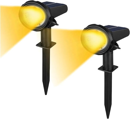Solar Spot Lights Outdoor，Solar Lights Outdoor Waterproof IP68，Dark Sensing Auto On/Off，Suitable for Garden, Corridor Landscape Lighting and Flag Lighting (Warm White, 2-Pack) Rootora