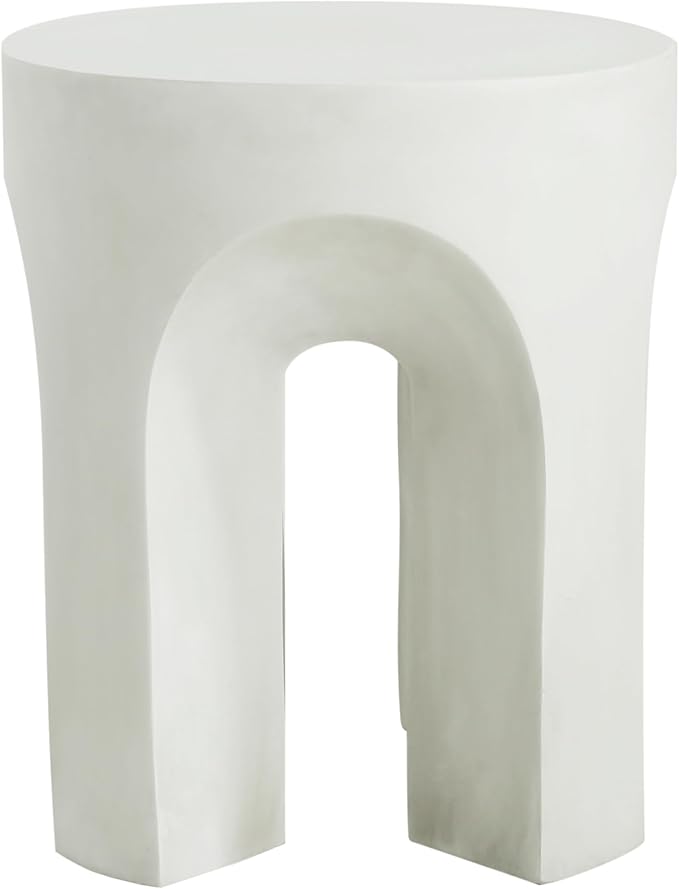 Christopher Knight Home Ottilie Outdoor Side Table, Lightweight Concrete Garden Stool with Four Legs Shaped, Decorative Accent Table Patio End Table for Patio Balcony Beach Pool Side, Antique White ChristopherKnightHome