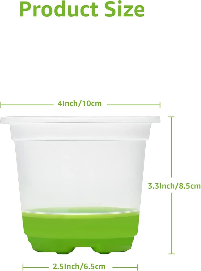 MIXC Thickened Clear Nursery Pots with Silicone Base for Easy Transplant 30 Packs 4 Inch, Transparent Plant Pot Reusable Seedling Pots for Vegetable Propagation, Root Cutting, Seed Starting, Green MIXC