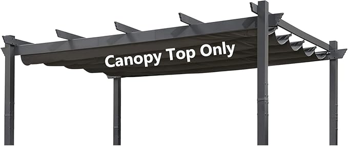 Pergola Shade Cover Replacement Canopy Top Compatible with 10 X 12 ft 6-Bar Pergola Frames - Gray (Canopy Size 116" W x 120" L, Canopy Top Only) Rootora