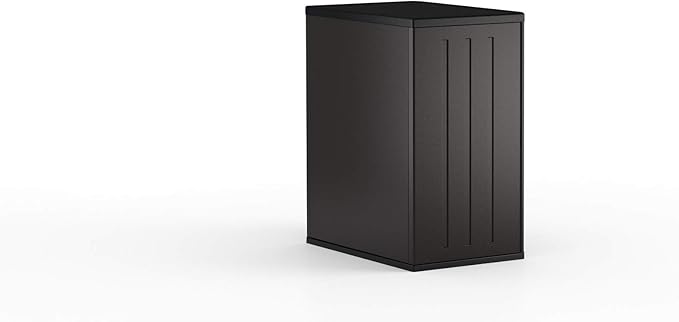Suncast Heavy-Duty Resin Outdoor Storage Cabinet, 30" W x 20.25" D x 36" H Dark Grey Base Garage Storage Cabinet with Lockable Doors and Metal Reinforced Shelves, Made in The USA SuncastCommercialProducts