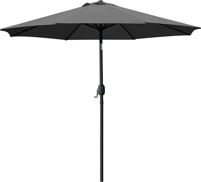 Sunnyglade 9' Patio Umbrella Outdoor Table Umbrella with 8 Sturdy Ribs (Grey) Sunnyglade