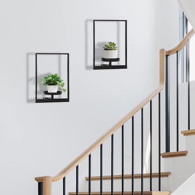 Wall Planters for Indoor Plants, Window Plant Shelves Set of 3, Wall Plant Stand to Hold Large Pots - Premium Metal Hanging Plant Holder for Indoor Outdoor Decor STORENIZATION