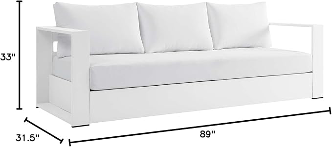 Modway Tahoe Aluminum Outdoor Patio Sofa in White White Modway