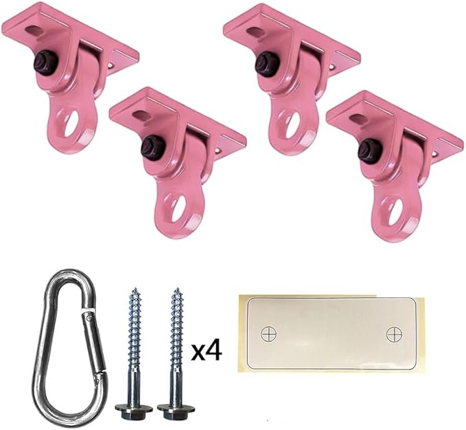 Heavy Duty Pink Swing Hangers Screws Bolts Included Over 5000 lb Capacity Playground Porch Yoga Seat Trapeze Wooden Sets Indoor Outdoor (4 Pack) ABUSA