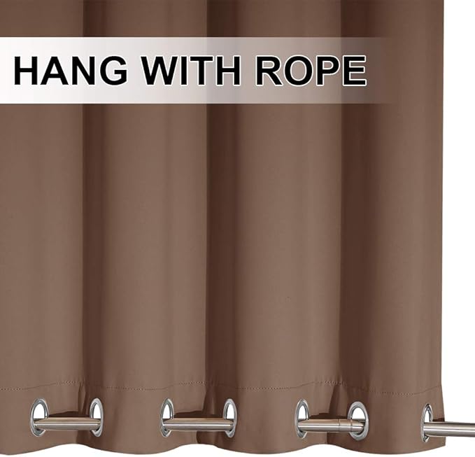 NICETOWN Outdoor Patio Curtain Windproof and Waterproof, Grommet Top & Bottom Wind-Break Thermal Insulated Blackout Extra Wide Weighted Blind for Gazebo/Front Porch, Tan, 1-Pack, W100 x L120 NICETOWN