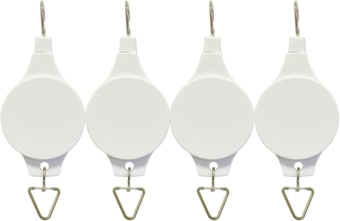 Pack Plant Hook Pulley, Retractable Plant Hanger Easy Reach Hanging Flower Basket for Garden Baskets Pots and Birds Feeder Hang High up and Pull Down to Water Or Feed (White 4Pack) Lythor