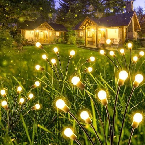 12-Pack Garden Solar Lights, 96 LED Solar Lights Outdoor for Garden Decor, Waterproof Firefly Light Outdoor (Sway by Wind), Swaying Light for Outside Yard Pathway Landscape Decorations (Warm White) Albelt