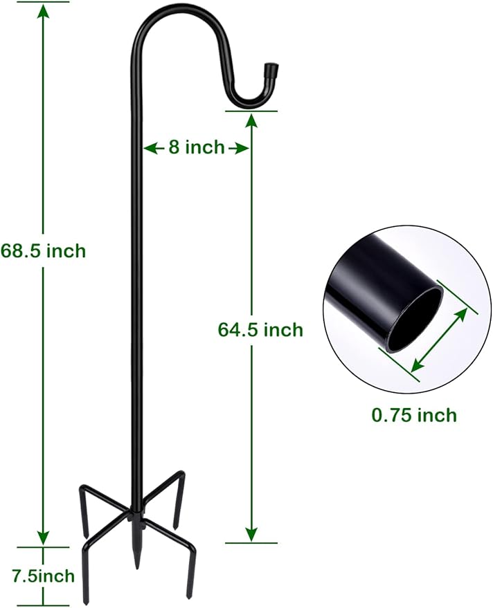 Ottsuls Shepherd-Hooks Adjustable for Bird-Feeder Lantern Plant-Hook Garden-Stake - Plant Stand Hanger for Outdoor Flower Basket, Bird Feeder Hanger Weddings Decor Ottsuls