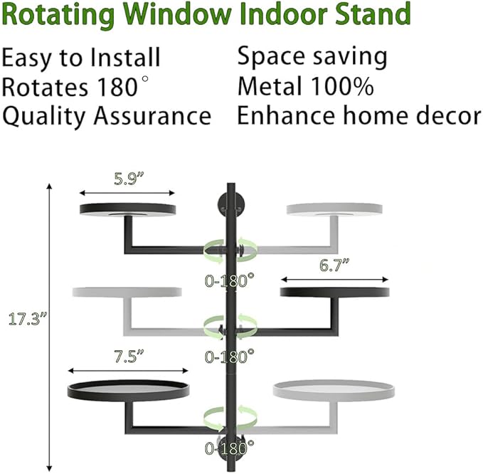 Rotating Wall Plant Shelves Plant Shelf for Window 3-Tier Metal Wall Plant Holder for Multiple Plants with Hanging Indoor Home Decor Wehaveahome