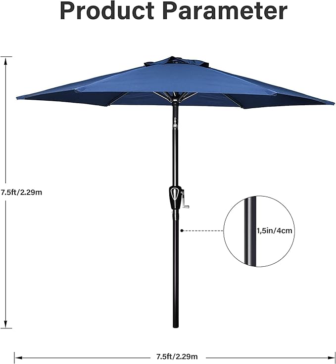 Simple Deluxe 9' Patio Umbrella Outdoor Table Market Yard Umbrella with Push Button Tilt/Crank SimpleDeluxe