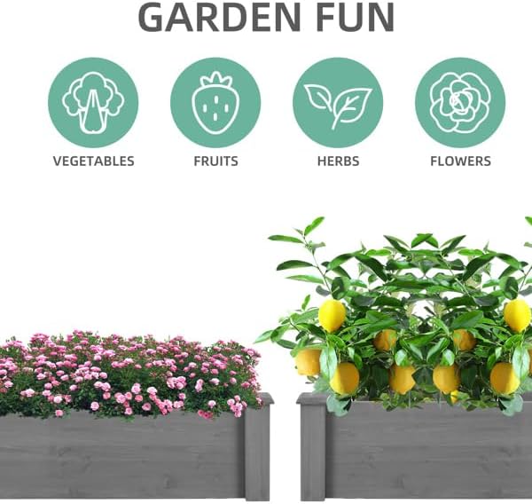 Over Ground 96x28x10 inch Raised Garden Bed, Large Wood Planter Box for Outdoor Herbs Vegetables Flowers, Tool-Free Quick Assembly Patio Yard Gardening Container, Durable Natural Cedar Frame Rootora