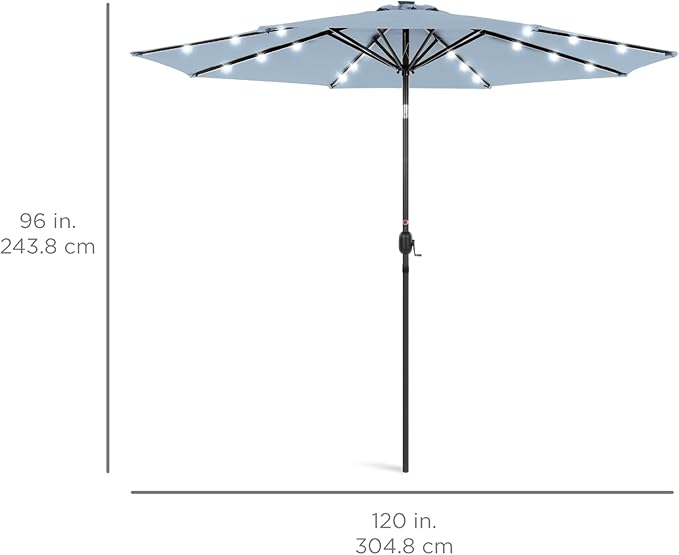 Best Choice Products 10ft Solar Polyester LED Lighted Patio Umbrella w/Tilt Adjustment and UV-Resistant Fabric BestChoiceProducts