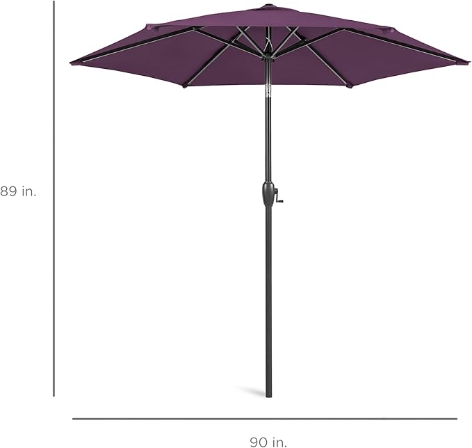 Best Choice Products 7.5ft Heavy-Duty Round Outdoor Market Table Patio Umbrella w/Steel Pole, Push Button Tilt, Easy Crank Lift - Amethyst Purple BestChoiceProducts