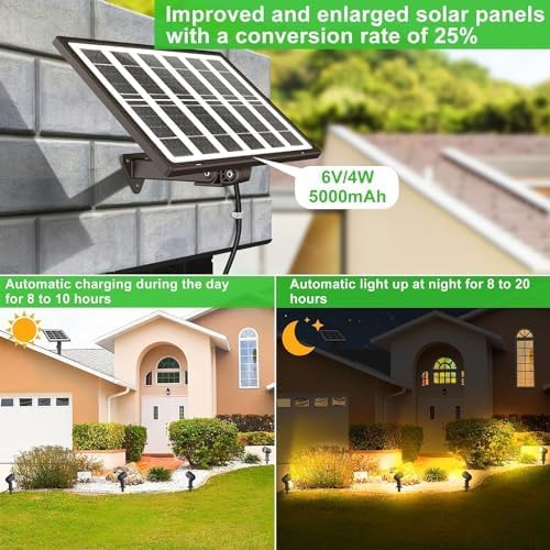 CLY 4-in-1 Solar Spot Lights Outdoor with 14M Cable Solar Powered Landscape Lighting Low Voltage IP66 Waterproof Auto On/Off for Outside Garden Yard Landscape Pathway 2700K Warm White CLY