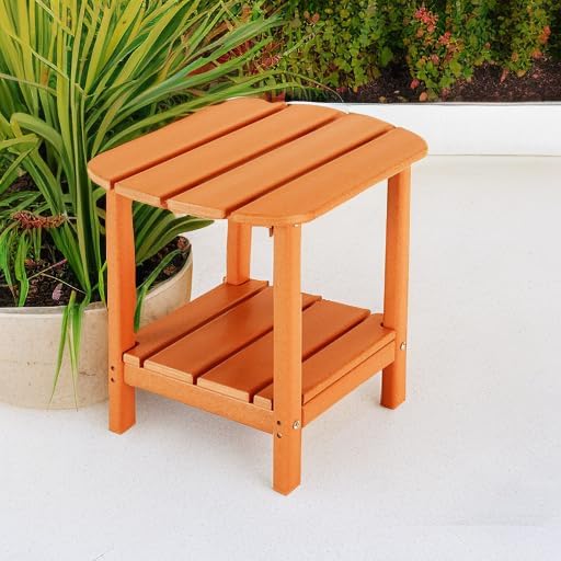 LZRS Double Adirondack Side Table, Outdoor Side Tables, End Tables for Patio, Backyard,Pool, Indoor Companion, Easy Maintenance & Weather Resistant(Orange) LZRSPET