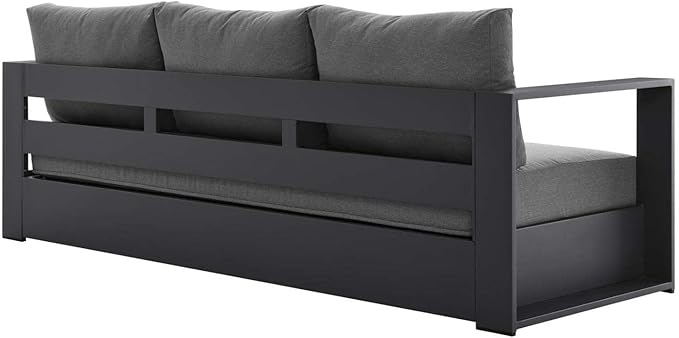 Modway Tahoe Aluminum Outdoor Patio Sofa in Gray Charcoal Modway