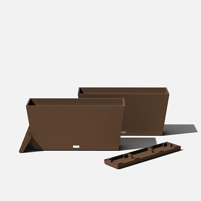 Veradek Midori Long Trough Planter (Espresso, 31 inch - 2 Pack with 2 Saucer Trays) VeradekOutdoor
