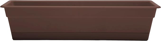 Bloem Dura Cotta Window Box Planter: 30" - Chocolate - Large Box with Tray, Weatherproof Resin Box, Removable Tray for Indoor & Outdoor Use, Gardening, 4 Gallon Capacity Bloem
