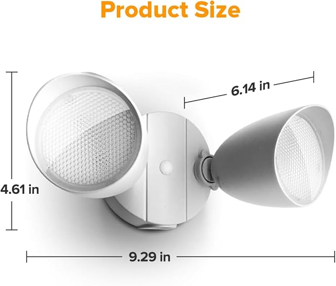 LUTEC 6222W-D2D 3500 Lumen 32 Watt Dusk to Dawn Dual-Head Flood Light Outdoor Waterproof Exterior Security Wall Light, Full Metal Design Floodlight for Patio, Garden, Yard-White LUTEC