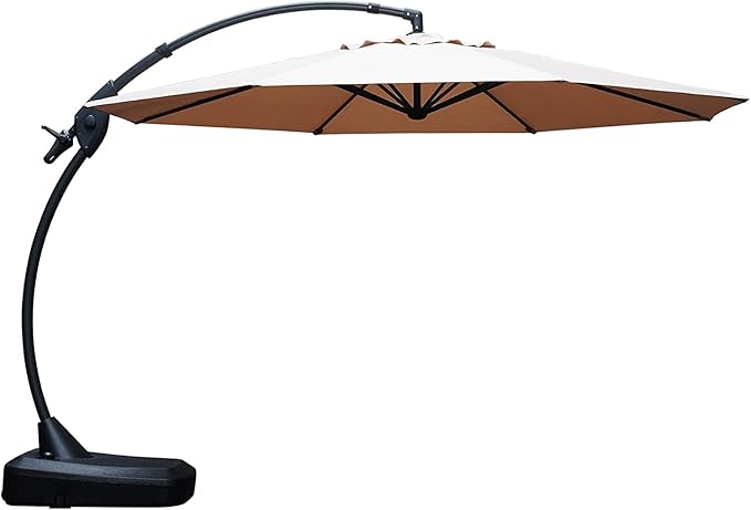 Grand patio 11FT Cantilever Umbrella with Base Outdoor Large Round Aluminum Offset Umbrella for Patio Garden Backyard (Champagne, 11 FT) GrandPatio